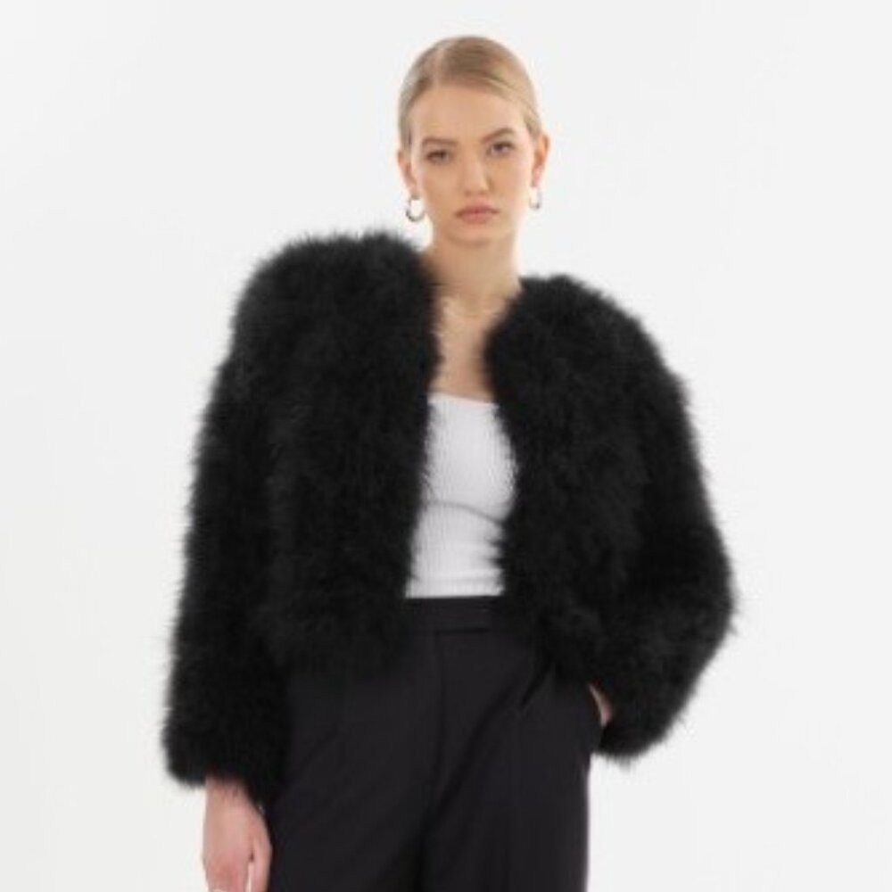 BRAND NEW! Luxurious LAMARQUE Deora Black Feather Jacket (Small)